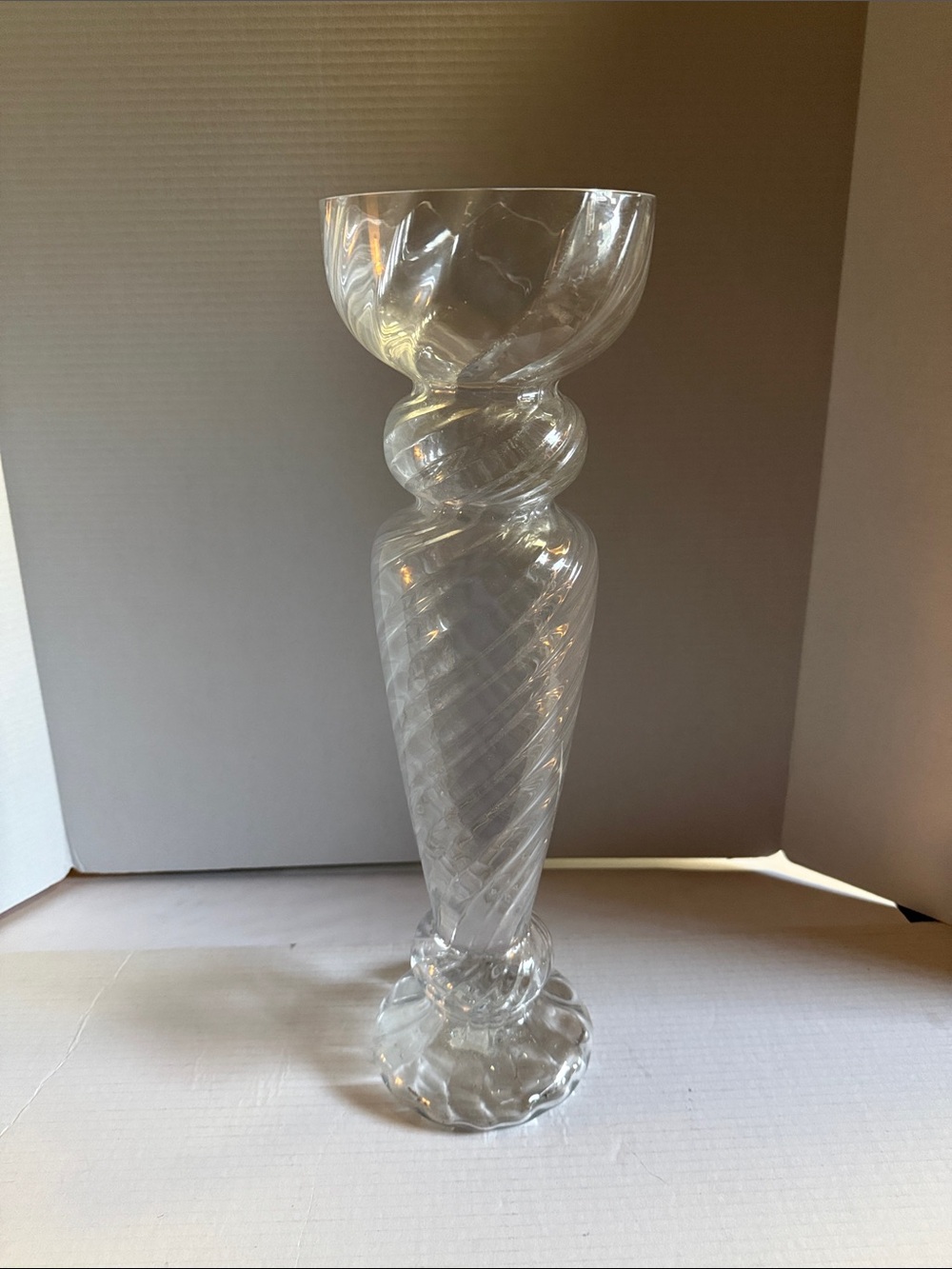 Grand 20" Studio Nova Crystal Glass Pedestal Vase/Candle Holder